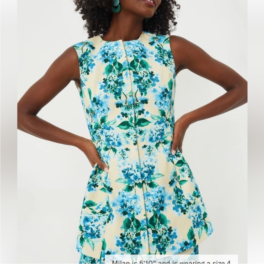 TUCKERNUCK Waters Edge Hydrangea Rhoda Tunic Top Blue Size 4 NEW